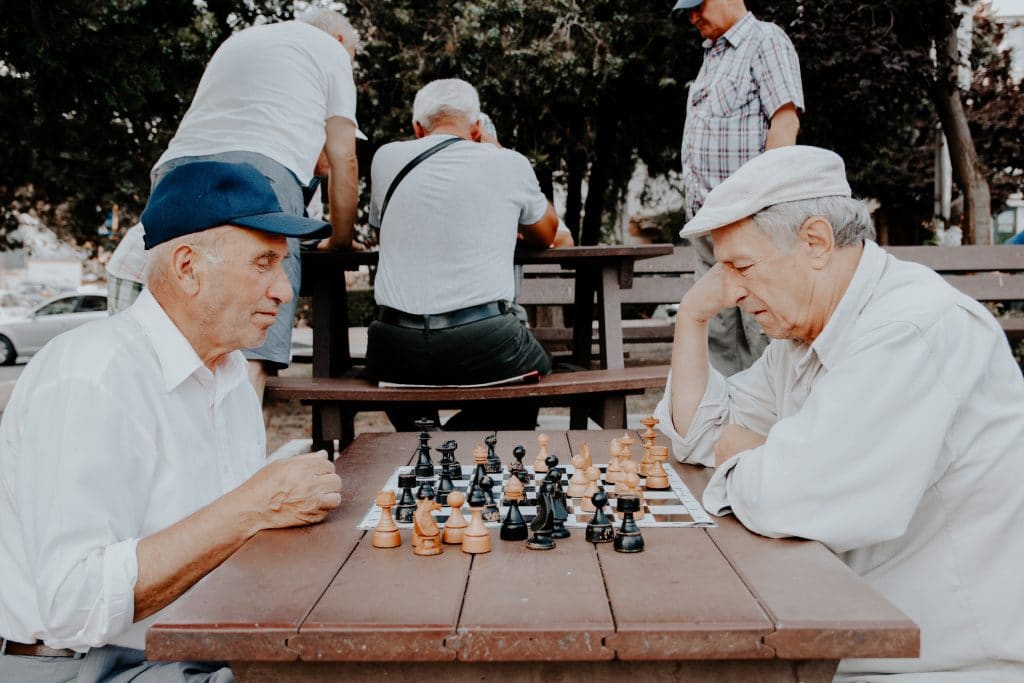 Two men playing chess